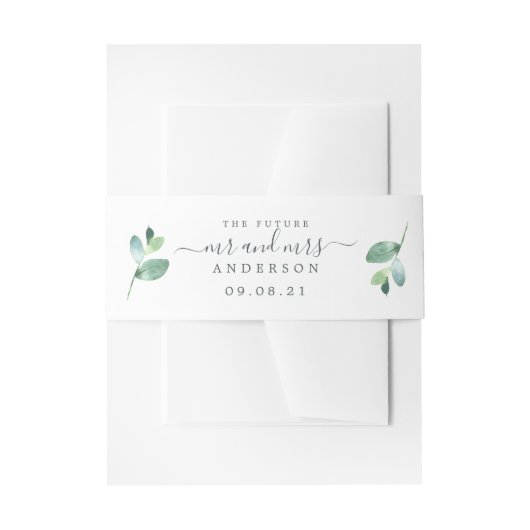 Chic Script Future Mr. Green Foliage Wedding Einladungsbanderole (Vorderseite Beispiel)