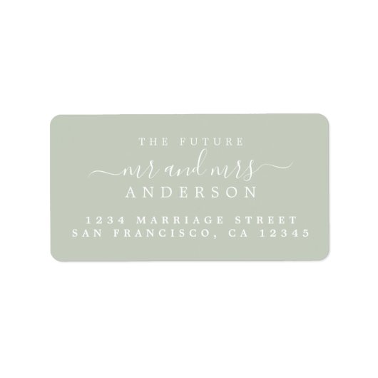 Chic Script Future Mr. Green Wedding Address Adressaufkleber (Vorne)