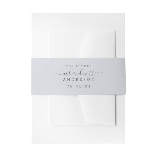 Chic Script Future Mr. Ice Blue Wedding Einladungsbanderole (Vorderseite Beispiel)