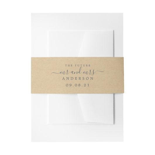 Chic Script Future Mr. Kraft Paper Wedding Einladungsbanderole (Vorderseite Beispiel)