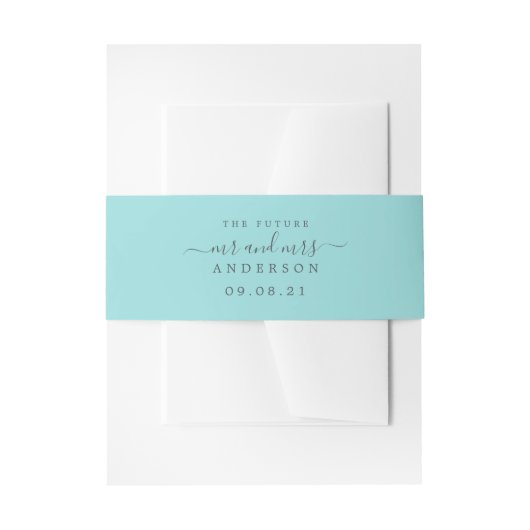 Chic Script Future Mr. Pastel Blue Wedding Einladungsbanderole (Vorderseite Beispiel)