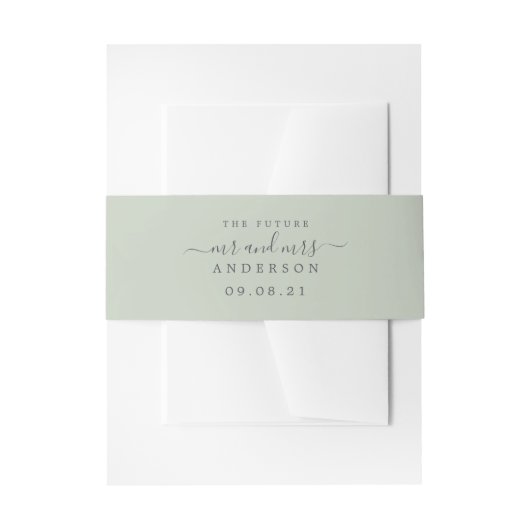Chic Script Future Mr. Pastel Green Wedding Einladungsbanderole (Vorderseite Beispiel)