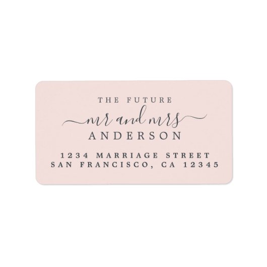 Chic Script Future Mr. Pink Wedding Address Adressaufkleber (Vorne)