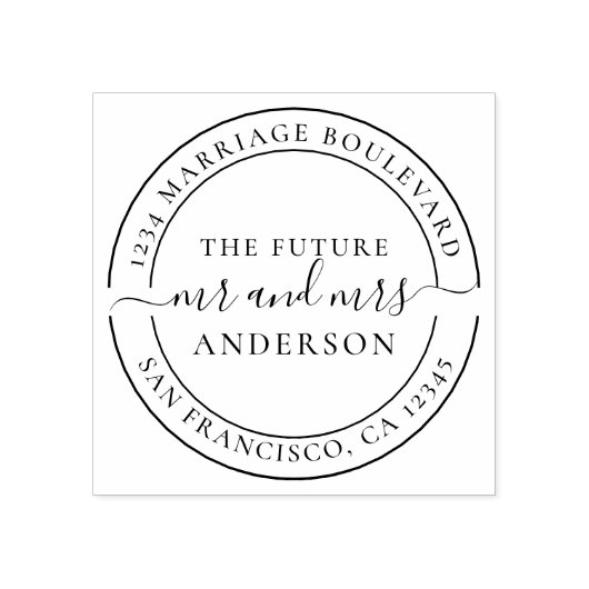 Chic Script Future Mr. Round Rücksendeadresse Gummistempel (Prägung)