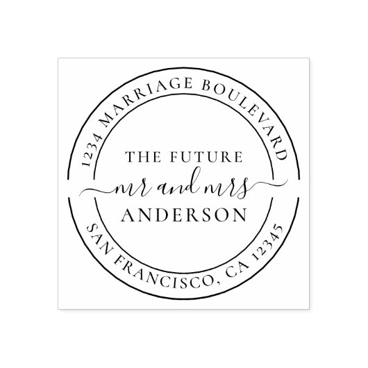 Chic Script Future Mr. Round Rücksendeadresse Gummistempel (Prägung)