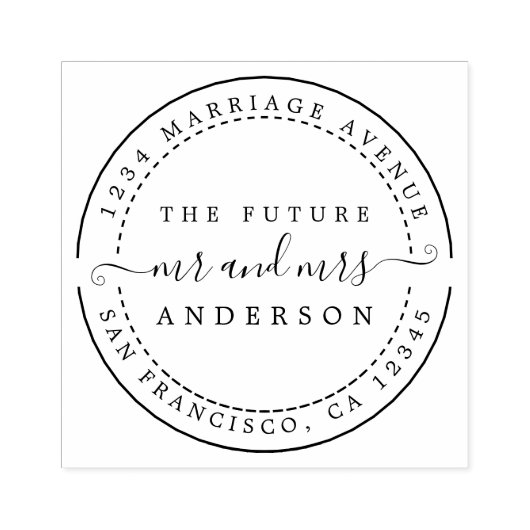Chic Script Future Mr. Round Rücksendeadresse Gummistempel (Prägung)