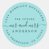 Chic Script Future Mr. Rücksendeadresse Blue Runder Aufkleber (Vorderseite)