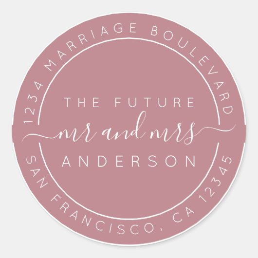 Chic Script Future Mr. Rücksendeadresse Lila Runder Aufkleber (Vorderseite)