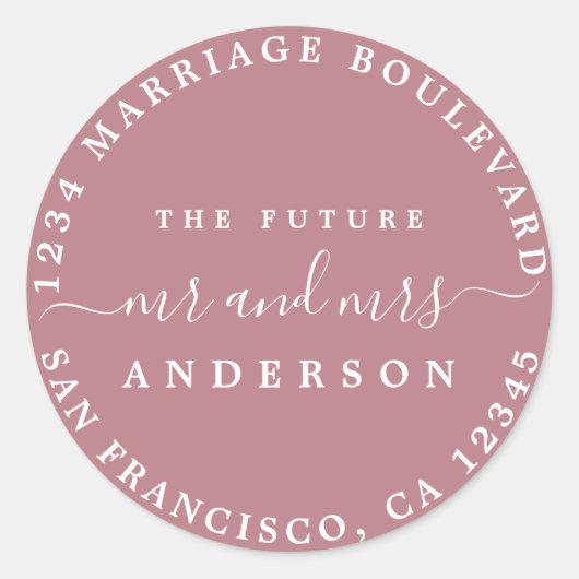 Chic Script Future Mr. Rücksendeadresse Lila Runder Aufkleber (Vorderseite)