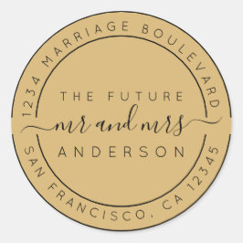 Chic Script Future Mr. Rücksendeadresse Yellow Runder Aufkleber