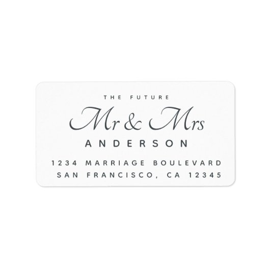 Chic Script Future Mr. Wedding Address Adressaufkleber (Vorne)