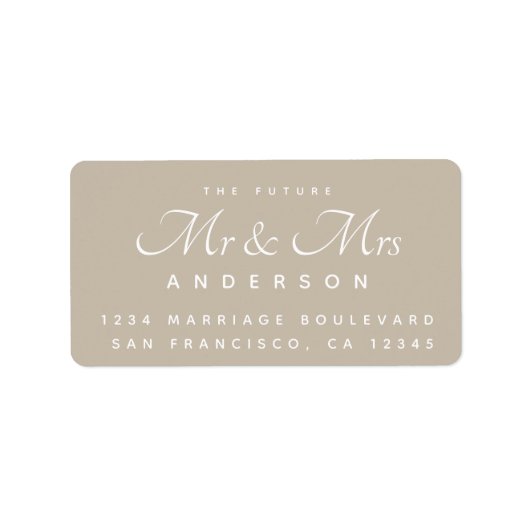 Chic Script Future Mr. Wedding Address Adressaufkleber (Vorne)