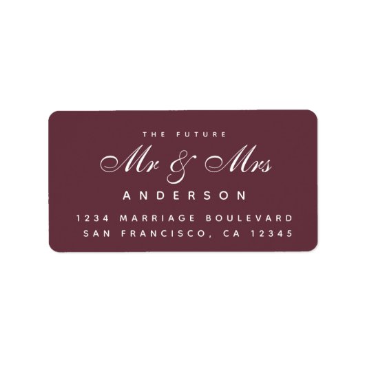 Chic Script Future Mr. Wedding Address Label Adressaufkleber (Vorne)