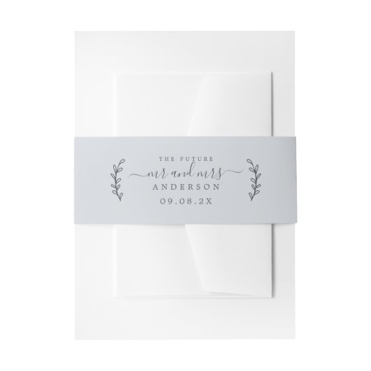 Chic Script Future Mr. Wedding Date Blue Einladungsbanderole (Vorderseite Beispiel)