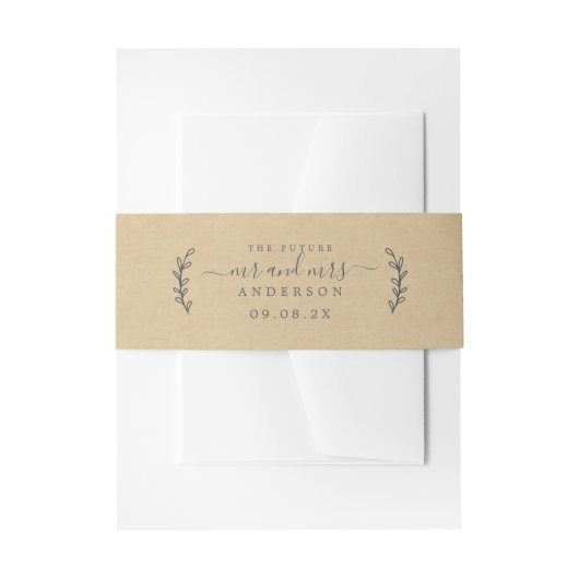 Chic Script Future Mr. Wedding Date Kraft Einladungsbanderole (Vorderseite Beispiel)