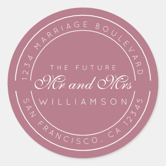 Chic Script Future Mr. Wedding Rücksendeadresse Runder Aufkleber (Vorderseite)
