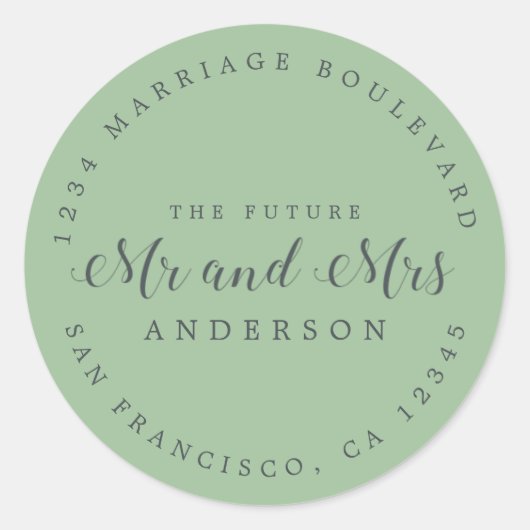 Chic Script Future Mr. Wedding Rücksendeadresse Runder Aufkleber (Vorderseite)