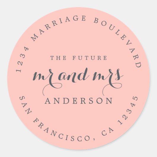 Chic Script Future Mr. Wedding Rücksendeadresse Runder Aufkleber (Vorderseite)