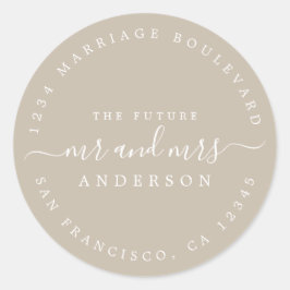 Chic Script Future Mr. Wedding Rücksendeadresse Runder Aufkleber