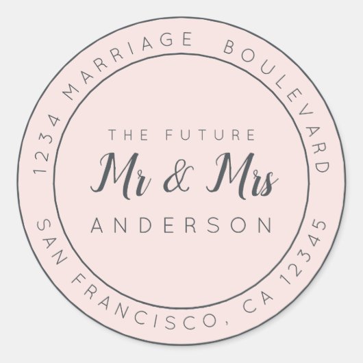 Chic Script Future Mr. Wedding Rücksendeadresse Runder Aufkleber (Vorderseite)