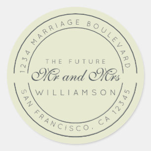 Chic Script Future Mr. Wedding Rücksendeadresse Runder Aufkleber