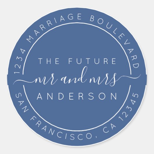 Chic Script Future Mr. Wedding Rücksendeadresse Runder Aufkleber (Vorderseite)
