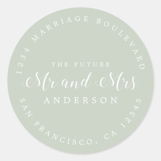 Chic Script Future Mr. Wedding Rücksendeadresse Runder Aufkleber (Vorderseite)