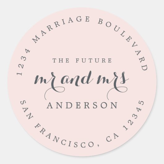 Chic Script Future Mr. Wedding Rücksendeadresse Runder Aufkleber (Vorderseite)