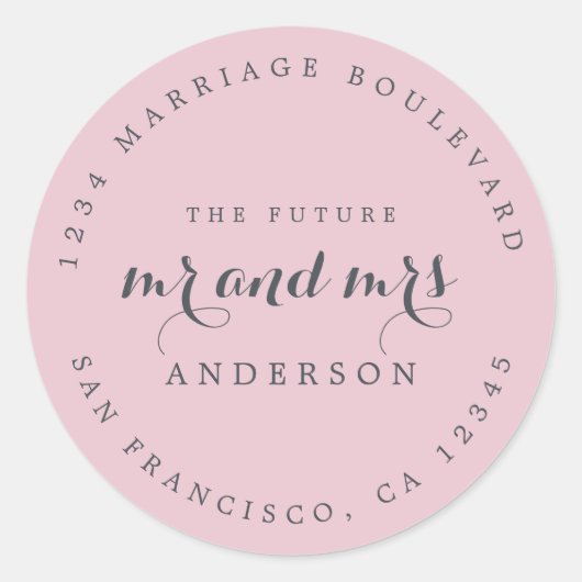 Chic Script Future Mr. Wedding Rücksendeadresse Runder Aufkleber (Vorderseite)