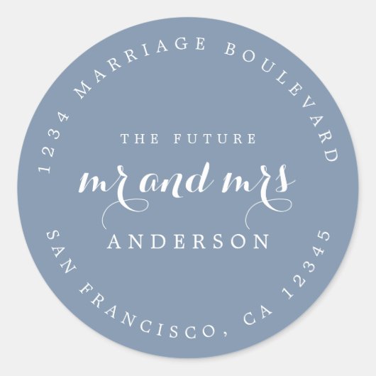 Chic Script Future Mr. Wedding Rücksendeadresse Runder Aufkleber (Vorderseite)