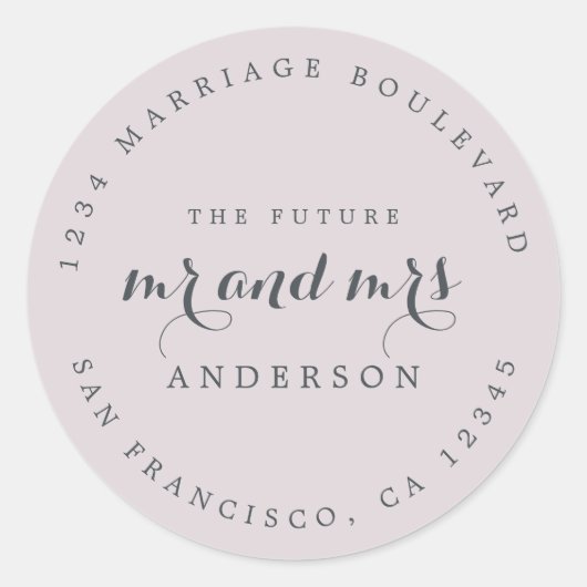 Chic Script Future Mr. Wedding Rücksendeadresse Runder Aufkleber (Vorderseite)