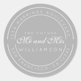 Chic Script Future Mr. Wedding Rücksendeadresse Runder Aufkleber