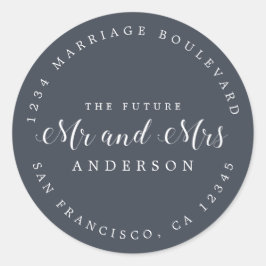 Chic Script Future Mr. Wedding Rücksendeadresse Runder Aufkleber