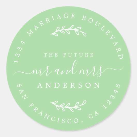 Chic Script Future Mr. Wedding Rücksendeadresse Runder Aufkleber (Vorderseite)