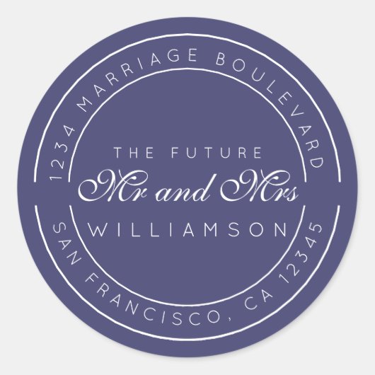 Chic Script Future Mr. Wedding Rücksendeadresse Runder Aufkleber (Vorderseite)