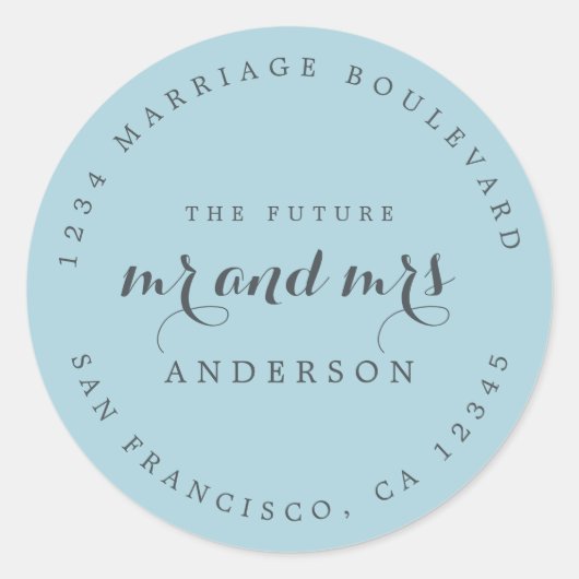 Chic Script Future Mr. Wedding Rücksendeadresse Runder Aufkleber (Vorderseite)