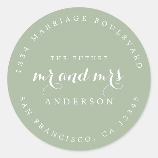 Chic Script Future Mr. Wedding Rücksendeadresse Runder Aufkleber (Vorderseite)