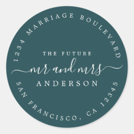Chic Script Future Mr. Wedding Rücksendeadresse Runder Aufkleber