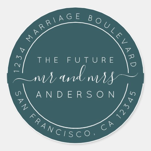 Chic Script Future Mr. Wedding Rücksendeadresse Runder Aufkleber (Vorderseite)