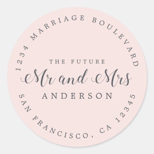 Chic Script Future Mr. Wedding Rücksendeadresse Runder Aufkleber (Vorderseite)