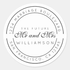 Chic Script Future Mr. Wedding Rücksendeadresse Runder Aufkleber