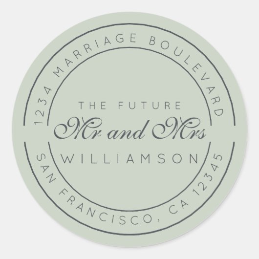 Chic Script Future Mr. Wedding Rücksendeadresse Runder Aufkleber (Vorderseite)