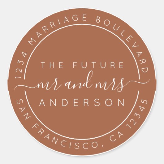 Chic Script Future Mr. Wedding Rücksendeadresse Runder Aufkleber (Vorderseite)
