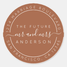 Chic Script Future Mr. Wedding Rücksendeadresse Runder Aufkleber