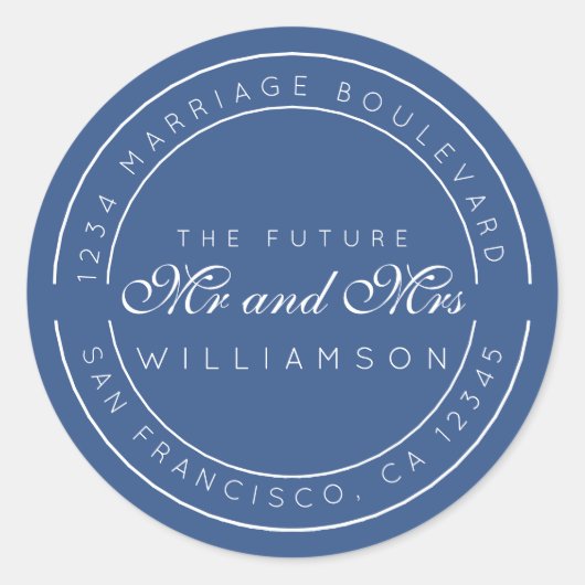 Chic Script Future Mr. Wedding Rücksendeadresse Runder Aufkleber (Vorderseite)