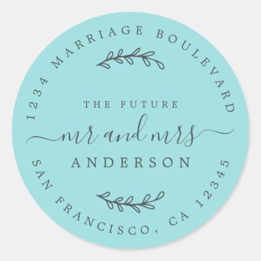 Chic Script Future Mr. Wedding Rücksendeadresse Runder Aufkleber (Vorderseite)