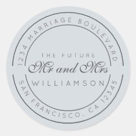Chic Script Future Mr. Wedding Rücksendeadresse Runder Aufkleber