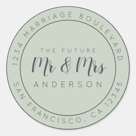 Chic Script Future Mr. Wedding Rücksendeadresse Runder Aufkleber (Vorderseite)