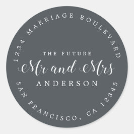 Chic Script Future Mr. Wedding Rücksendeadresse Runder Aufkleber