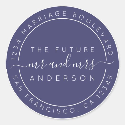 Chic Script Future Mr. Wedding Rücksendeadresse Runder Aufkleber (Vorderseite)